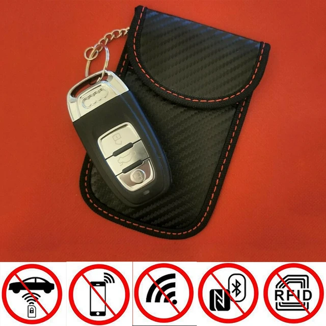 Funda bloqueadora de señal de llave de coche, bolsa Fob de jaula de Faraday,  bolsa de bloqueo RFID sin llave, suministro de accesorios, estilo de coche  - AliExpress