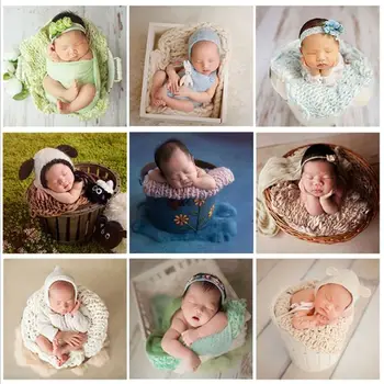 

Baby Photography Blanket Props Faux Wool Crochet Photo Shoot Background Rug CORB