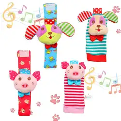 Нет 4 шт. Наручные Погремушки носки набор игрушек для малышей мягкие игрушки для животных Свинья Щенок Детские погремушки Высокое качество