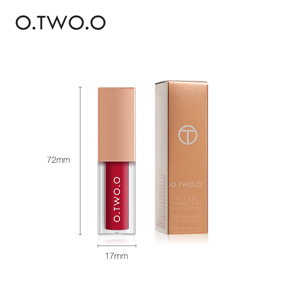 O.TWO.O 2 In 1 Lip Gloss+ Liquid Blusher Double Effect Long Lasting Waterproof 4 Colors Soft Silky Smooth Makeup