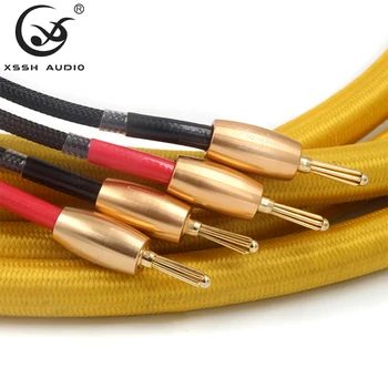

1 pair 2.5m 3m XSSH audio Hi-End Accuphase Gold Color HiFi Banana Connector plug Speaker Cable Wire Cord Line
