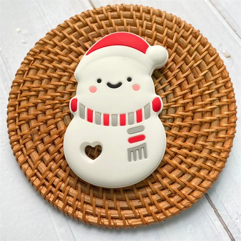 1pcs 실리콘 크리스마스 눈사람 Teether Molar Teether 구슬 DIY Pacifier 체인 쥬얼리 액세서리