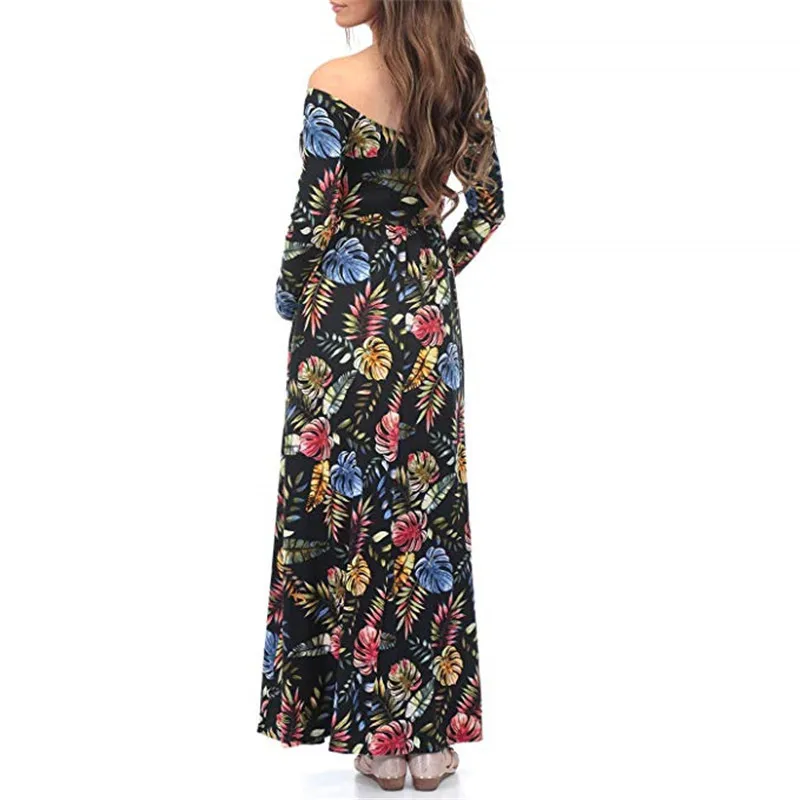 Fashion Maternity Shoot Dress Floral Print Maternity Gown Photo Prop Long Pregnancy Dress Photography Clothes For Pregnant Women (19)