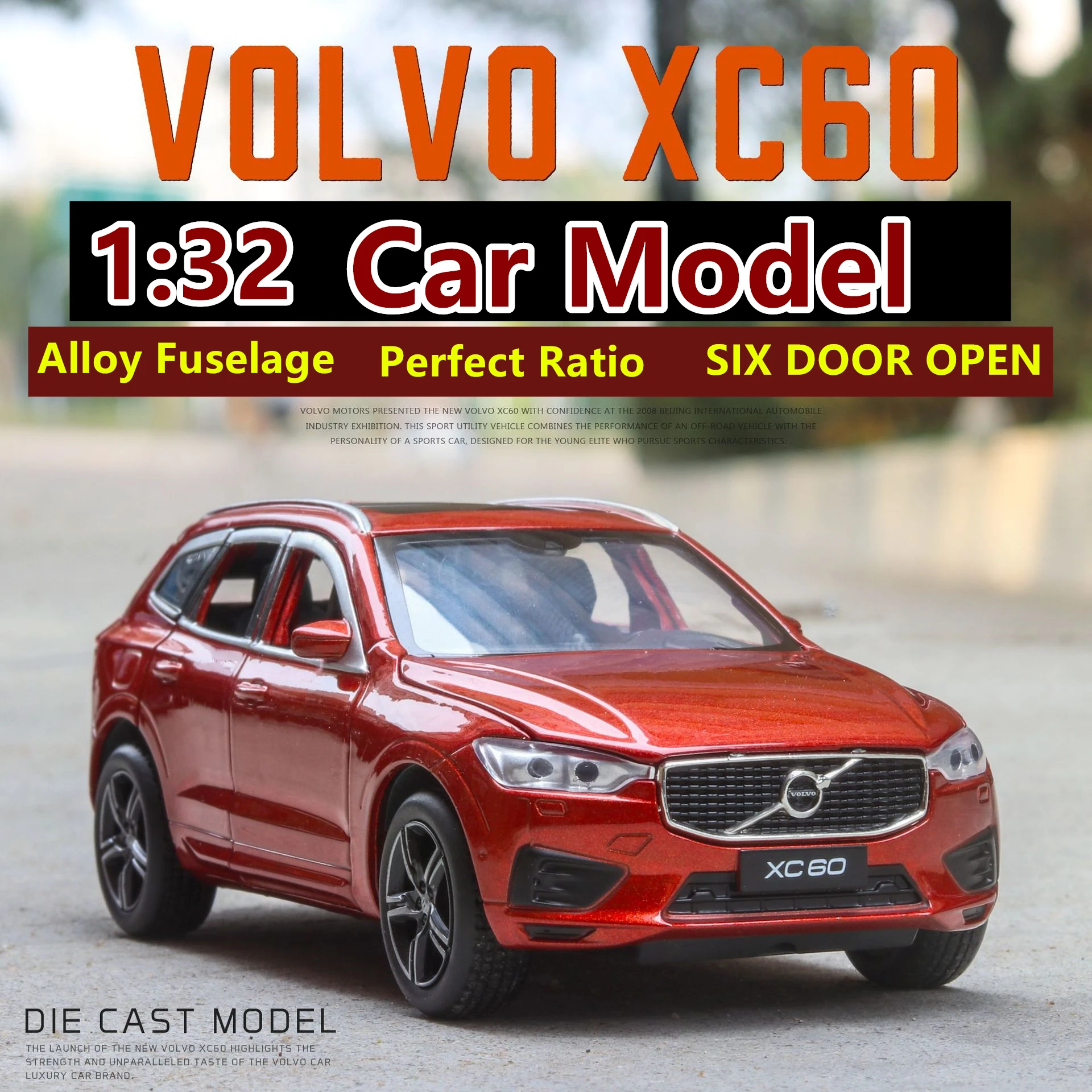 

1:32 Volvo xc60 off-road vehicle suv simulation sound and light toy car model collection gift pull-back vehicle