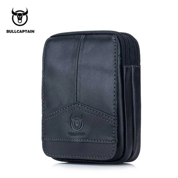 

BULLCAPTAIN100% Men Waist Packs Genuine Leather Vintage Travel Cell Phone Bag Waist Bag Small Waist Bags Fanny Pack Belt Bag