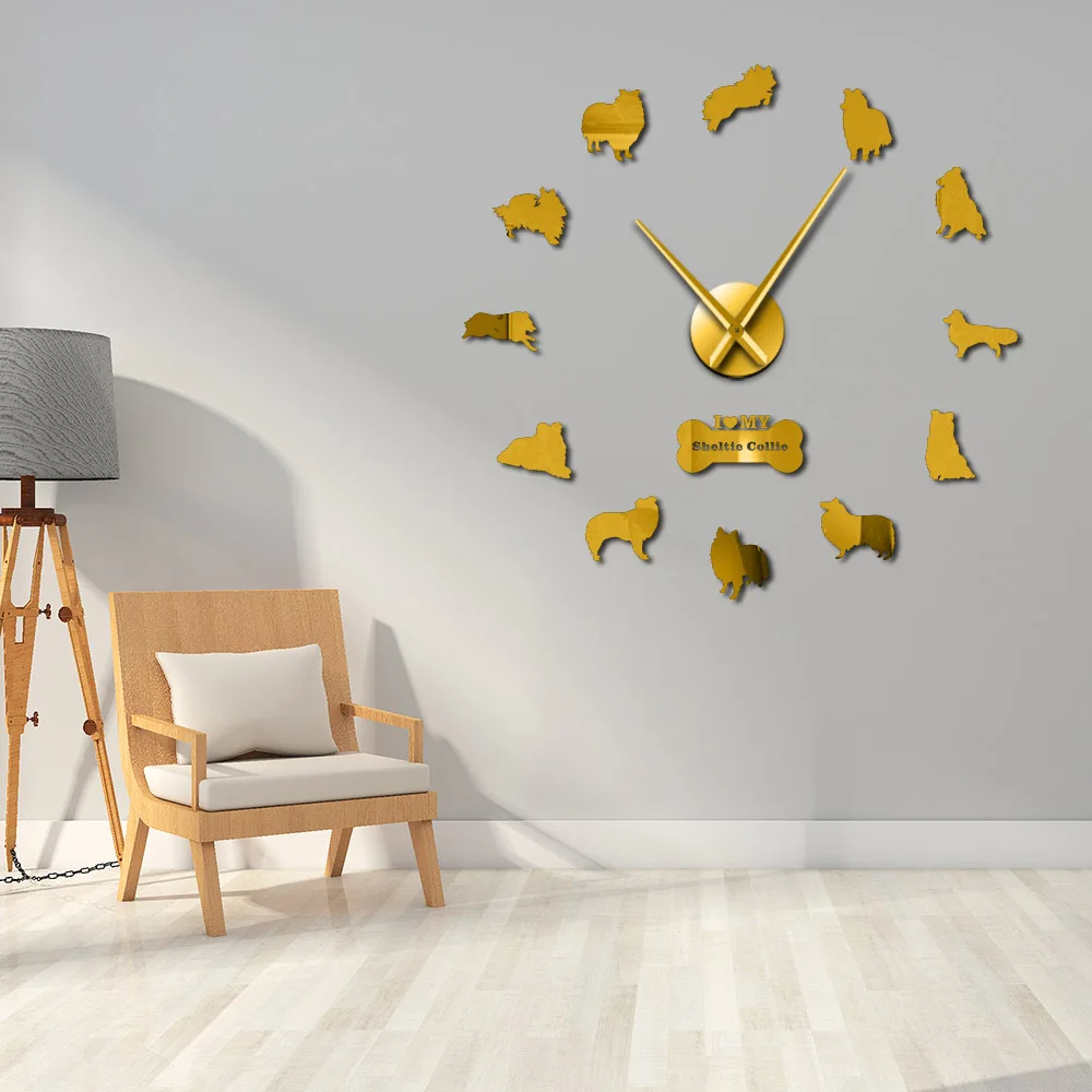 Sheltie Collie Cane Di Razza Al Quarzo Muto Fai Da Te Orologio Da Parete Sheltie Shetland Sheepdog Cucciolo Senza Telaio Orologio Da Parete Rough Coll