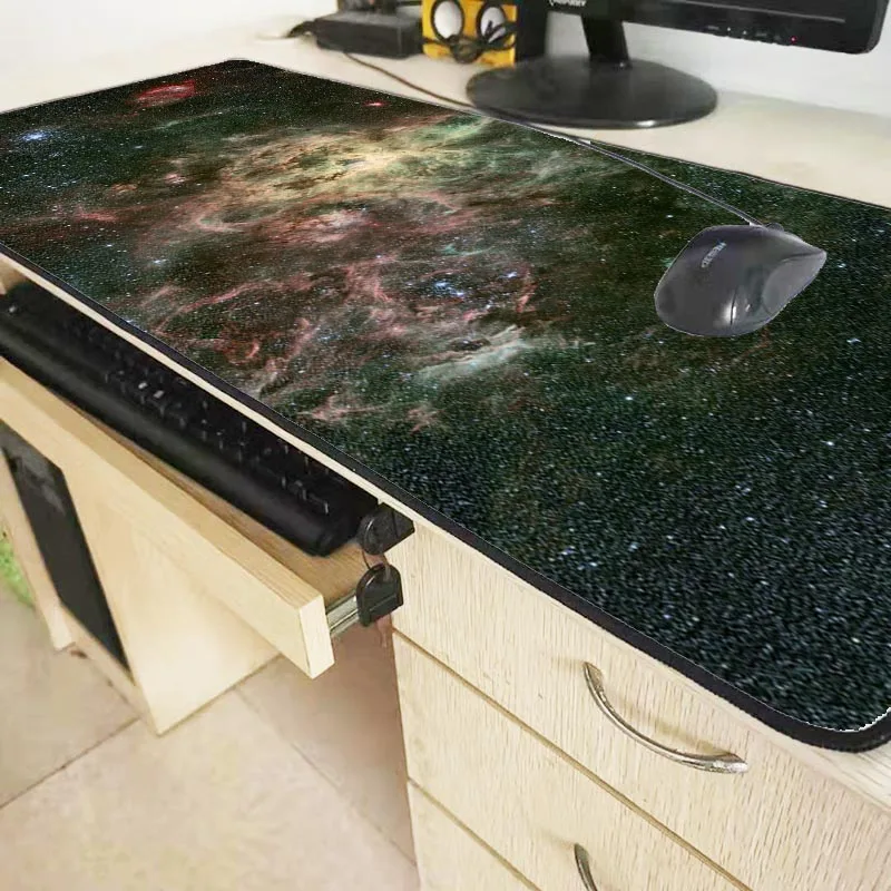  Gold Space Speed Version Large Gaming Mouse Pad Locking Edge Mouse Keyboards Mat Big Desk Mousepad 