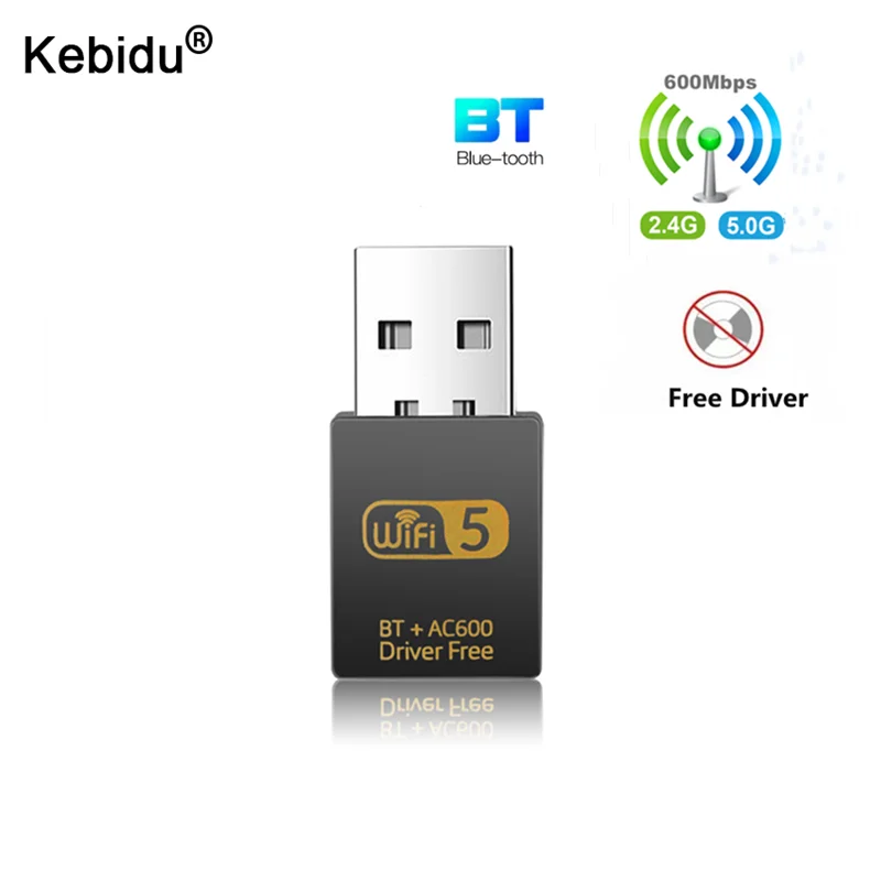 Kebidu 2 in 1 USB Bluetooth Adapter 600Mbps Dual Band 2.4/5Ghz Wireless External Receiver WiFi Dongle For PC/Laptop/Desktop | Компьютеры и