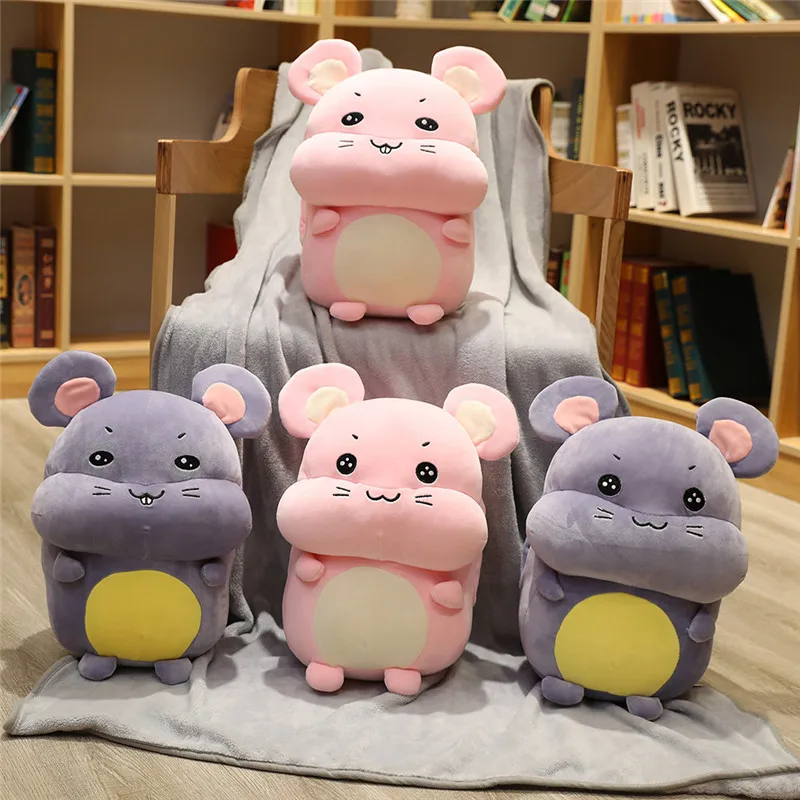 45 см Kawaii мышь Подушка для сна супер мягкая плюшевая мышь плюшевая кукла плюшевая грелка для рук с одеялом дети друзья подарок