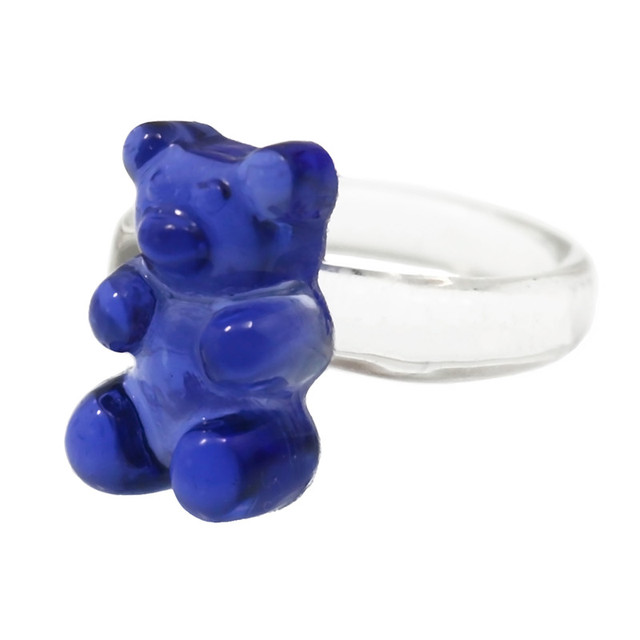 Transparent Bear Rings for Women Trendy Colorful Resin Finger Rings Wholesale Jewelry Girls Party Gifts