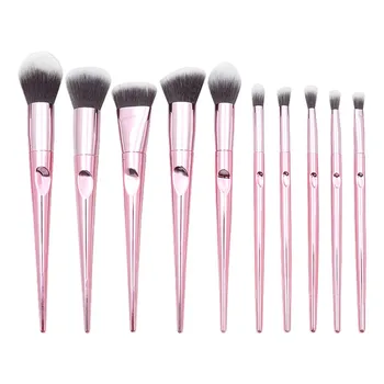 

10Pcs pink multi-function makeup brush wild series of tapered finger print handle makeup brush set pinceis de maquiagem