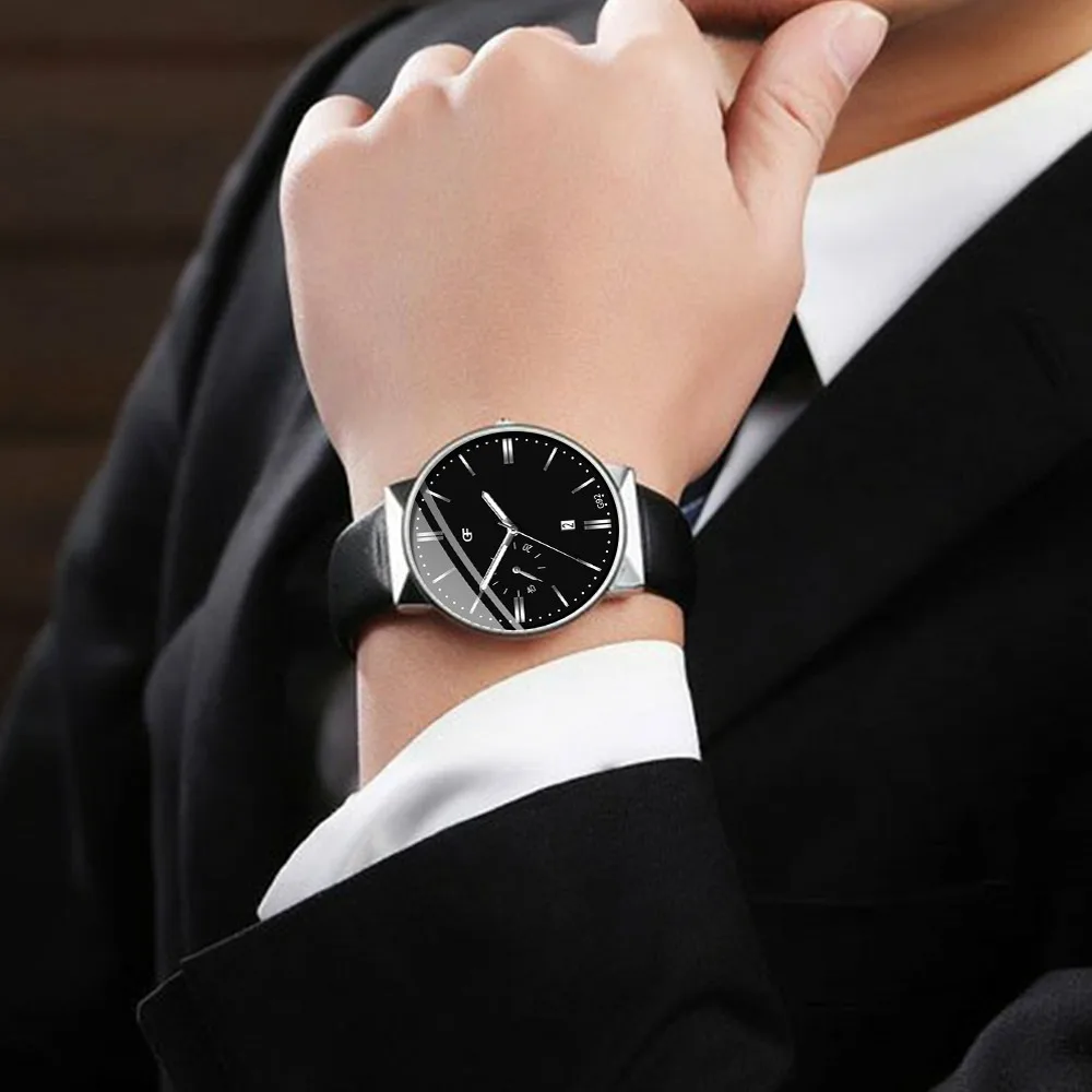 

2019 relogio masculino Hot Man Leather Watch Whatever Late Anyway Letter Watches New Pointer Glow Wristwatch reloj hombre