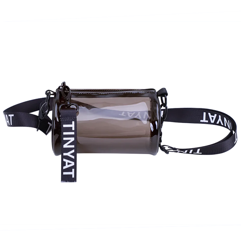 black shoulder bag TINYTA Прозрачная женская сумка на плечо модная полиуретановая прозрачная сумка через плечо Женская сумочка на плечо для девочек женская сумка на ремне - Цвет: black shoulder bag
