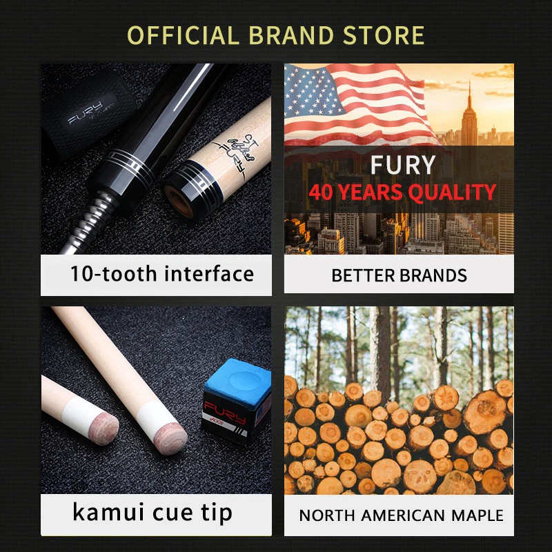 US $920.44 New Fury Professional DJ Series Billiards Pool Cue Kit 13mm KAMUI Tip Technology Handmade Stick Kit Excellent Maple Bliiards