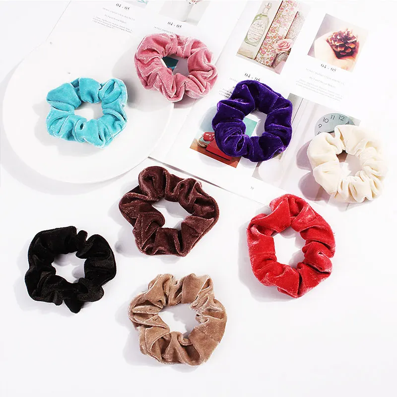 33 Colors Velvet Scrunchie Women Girls Elastic Hair Rubber Bands Accessories Gum For Women Tie Hair Ring Rope Ponytail Holder head scarves for women