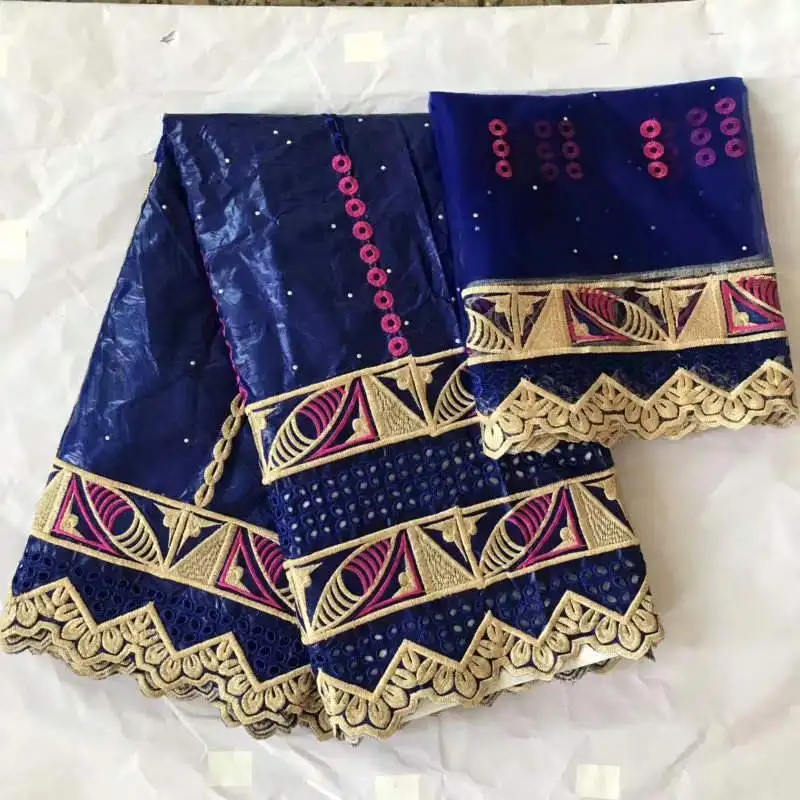 WX! белого цвета с вышивкой в африканском стиле фут, с юбкой из тюля и кружева ткань Африканский Базен для женского платья! J102956