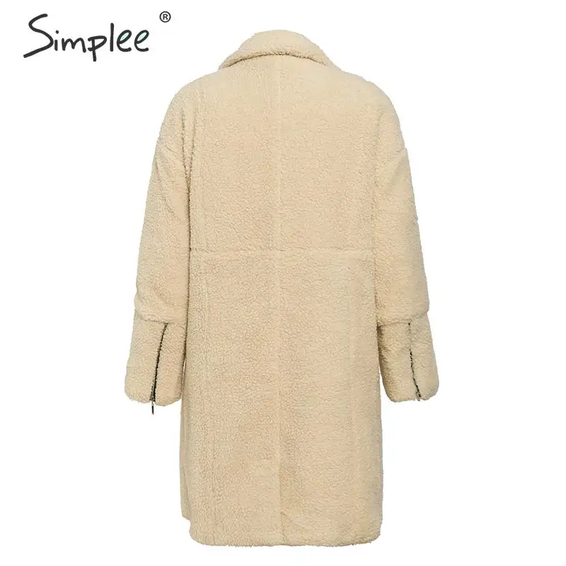 Simplee модное женское меховое пальто из овечьей шерсти, Осень-зима, большие размеры, женские теплые пальто на пуговицах, уличная одежда, женские плотные пальто