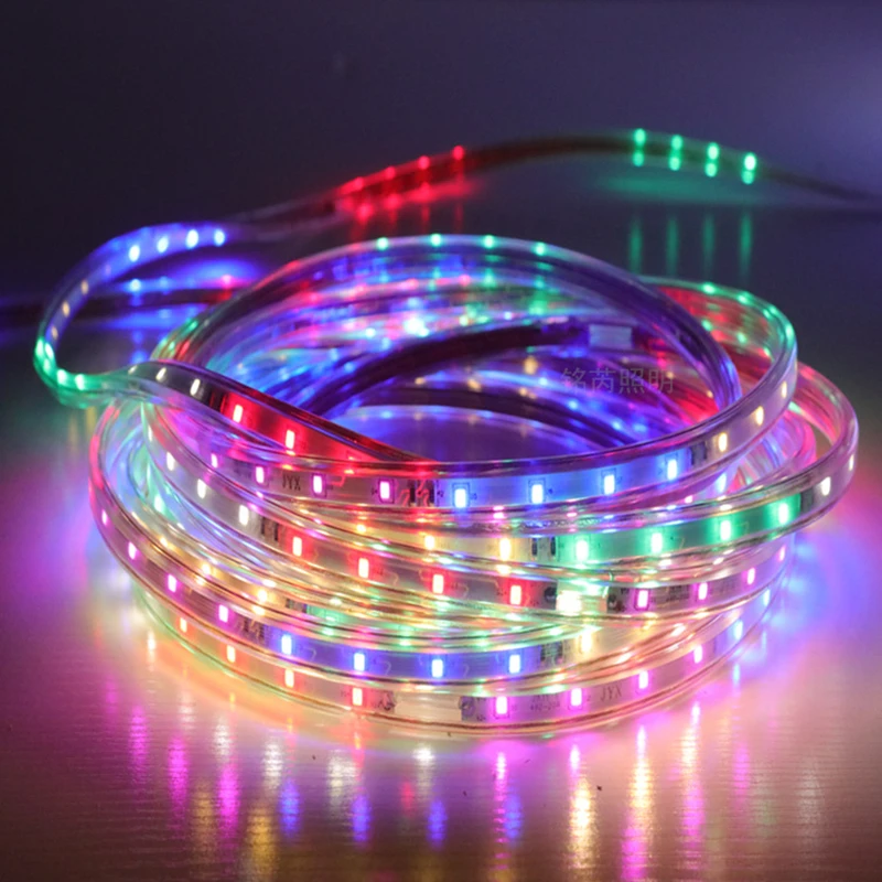 Светодиодная лента RGB Съемный цветной канат 220V 230V 240V плагин водонепроницаемая лента 2835 Рождественская гирлянда Праздничная лента розовая