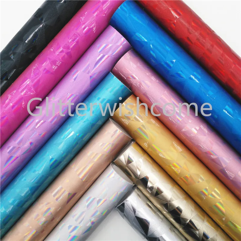 Glitterwishcome 21X29 см A4 Размер Переливающаяся искусственная ткань, узор металлик синтетическая искусственная кожа листы для бантов, GM633A