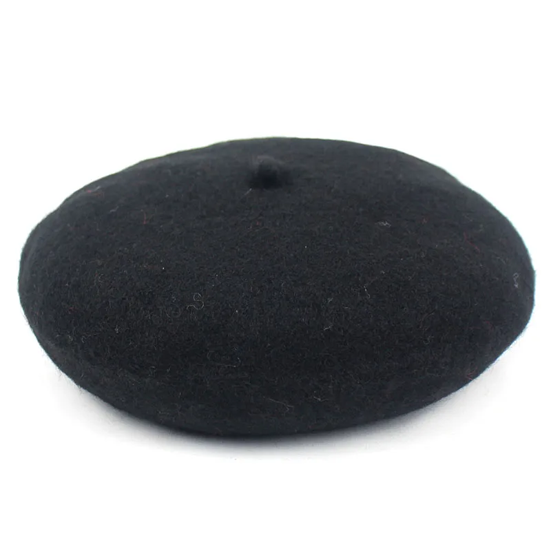 Ditpossible, шерстяной, хлопковый берет для женщин, Осень-зима, touca gorro, Шапки, береты, шапки - Цвет: black