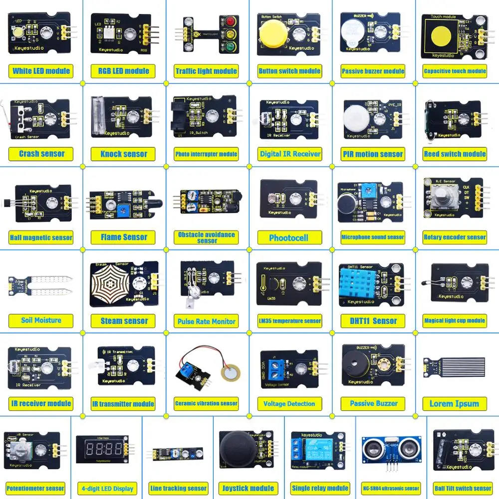 Новый Keyestudio 37 в 1 набор датчиков обновление V3.0 + Подарочная коробка для Arduino