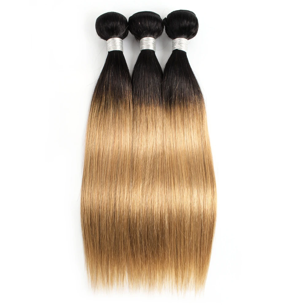 

Kisshair T1B27 прямые волосы пряди 2 тона Омбре медовые светлые волосы с темными корнями предварительно окрашенные бразильские человеческие волосы для наращивания
