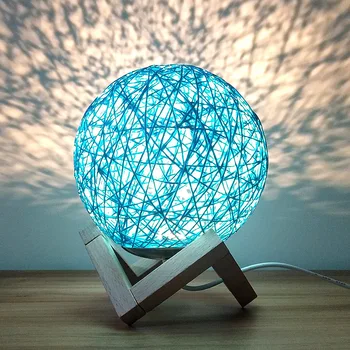 

Table Lamps for Bedroom USB Bedside Lamp Colorful Night Light Ball Hemp Table Lamps for Living Room Kids Birthday Christmas Gift