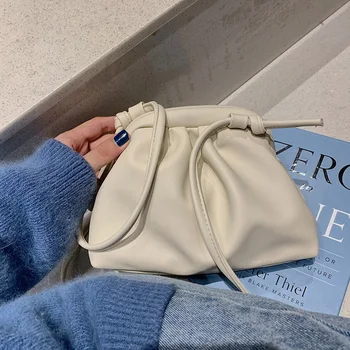 

2019 New Style Cloud Bag Fold Single Shoulder Slant Span Bag Soft Skin Dumpling Bag Hand Bag Woman