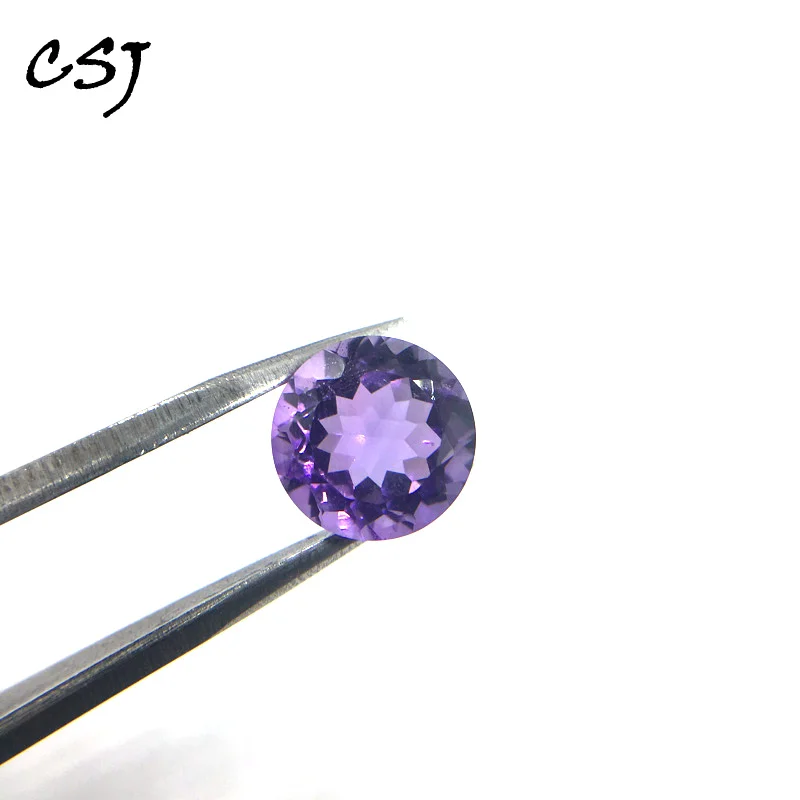 CSJ Real Natural Amethyst Loose Gemstone Round Cut For Diy Fine Jewelry 925 Silver Gold Mounting Ring CSJ Real Natural Amethyst Loose Gemstone Round Cut For Diy Fine Jewelry 925 Silver Gold Mounting Ring