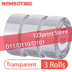 NiiMBOT – étiquette autocollante thermique transparente D11/D110, papier autocollant imperméable pour imprimante JC, 3 rouleaux 