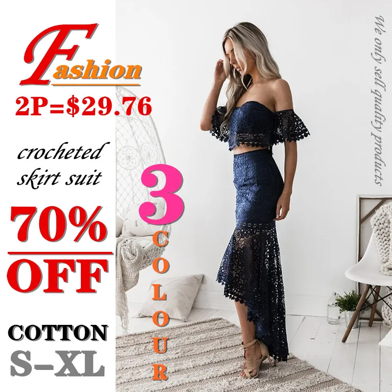 

High-end women's crocheted skirt suit Breathable Comfortable Crease proof Colorfast Anti-Pilling Dinner Party Important dates
