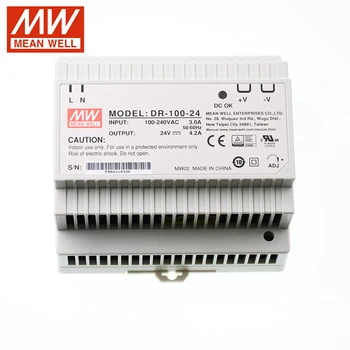 

MEAN WELL DR-100-24 100W 24V DIN Rail Switching Power Supply 110V/220V AC to 24V DC 4.2A Meanwell Industrial Din rail module