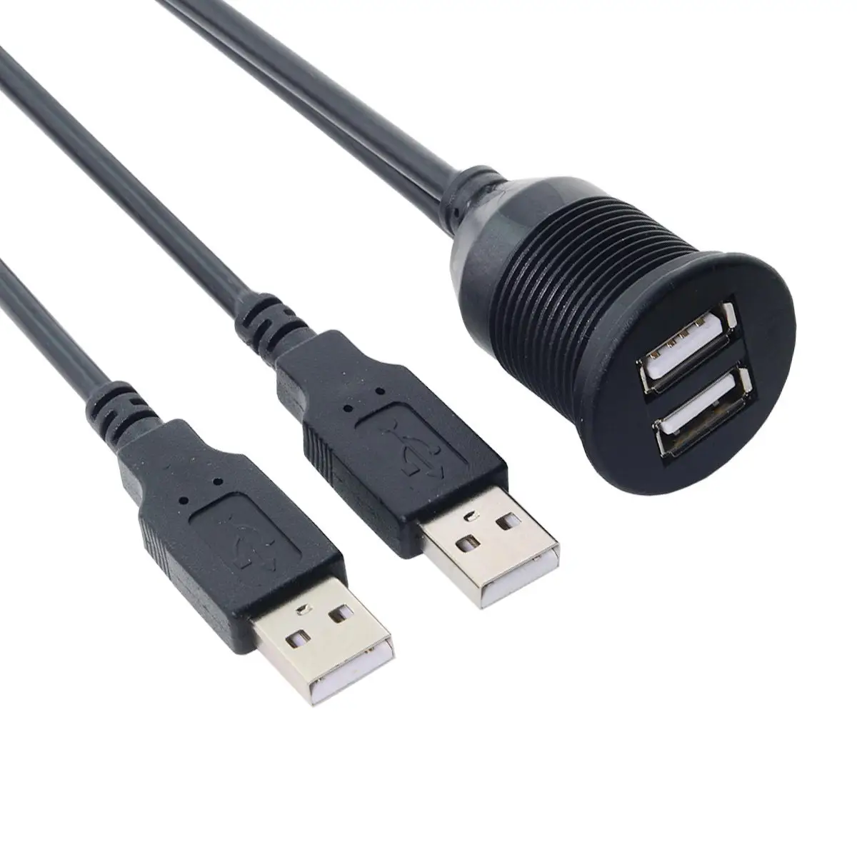 1 м водонепроницаемый двойной USB 2,0 удлинитель AUX заподлицо автомобильное крепление Удлинительный кабель для приборной панели