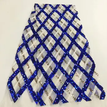 

5yards african sequins lace fabric newcoming fashion net tulle lace fabric with sequins for women party dress RFOC171