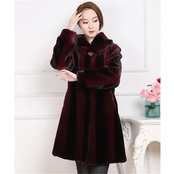 

Long Fur Coat Women Winter Faux Mink Fur Long Jacket For Mother Thickening Large Size Warm Outerwear 5XL casaco de pele DS8003