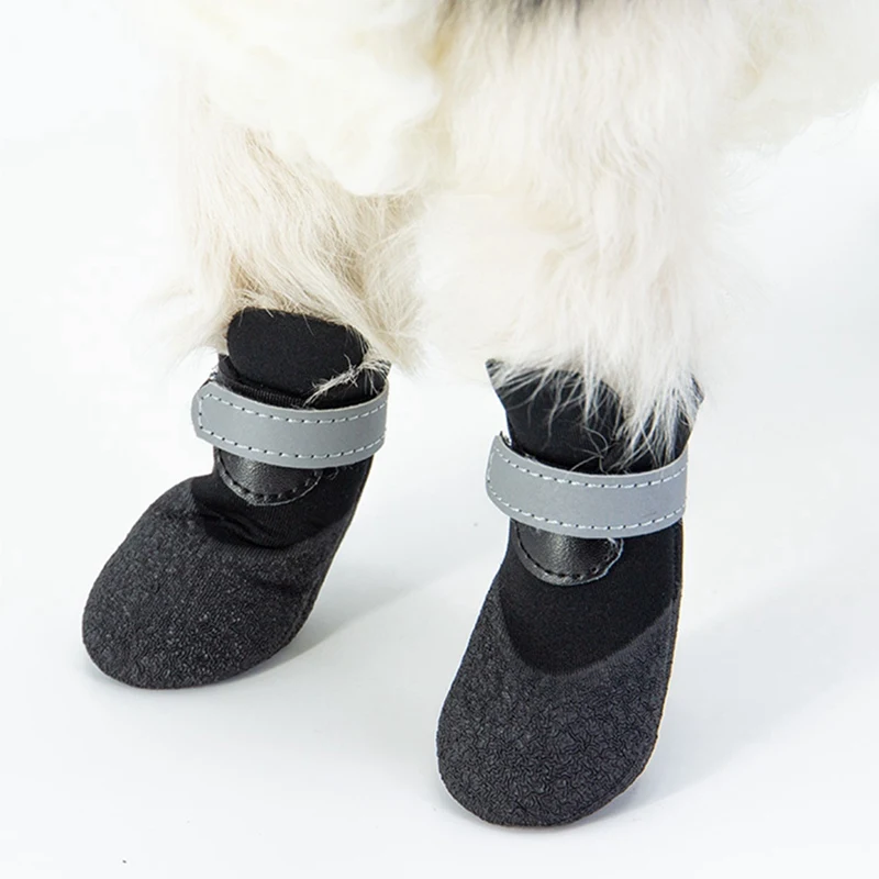 Pet обувь 4 шт./компл. зимняя теплая собачья ботинки из материала на основе хлопка в тапки для собак для щенков чихуахуа, собак Водонепроницаемый пинетки