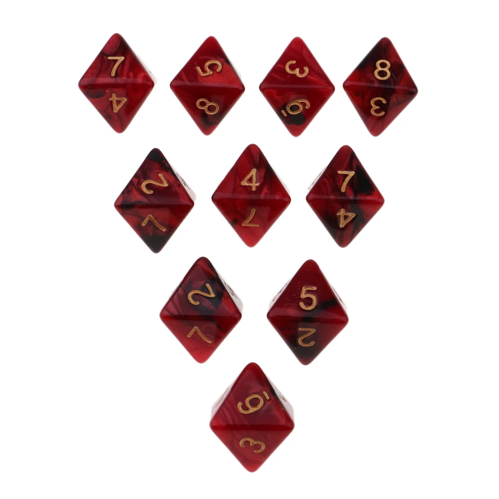10 Pieces Polyhedral Dice Set Multi-sided Dice D8 for TRPG D& Dragons Game 8-sided Dice Set 