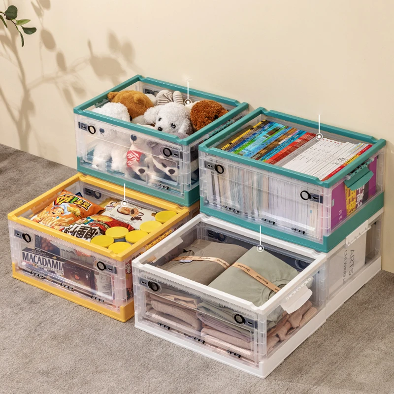 Storage Box Household Plastic Drawer Book Transparent Organizing Box  Clothes 2Door Storage Cabinet Folding Space Saver