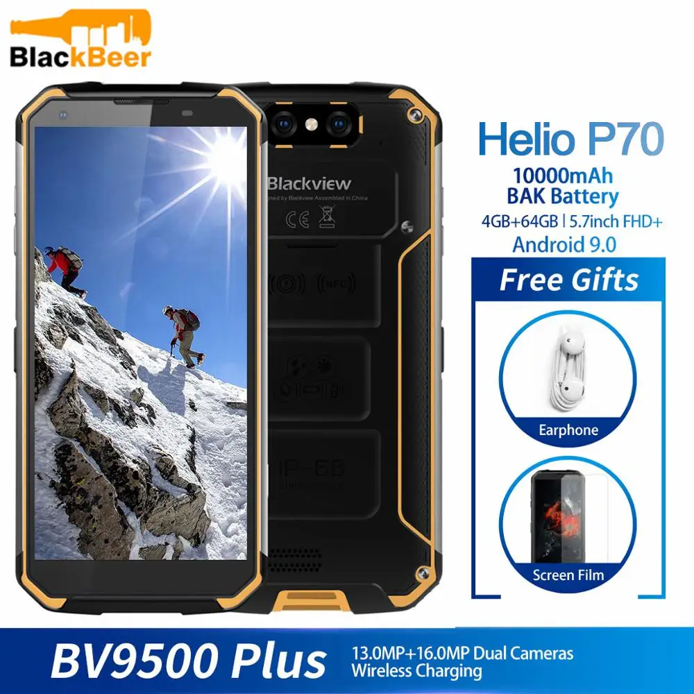 Blackview BV9500 Plus Helio P70 Octa Core MobilePhone IP68 Waterproof 5.7inch Smartphone 4GB+64GB Android 9.0 Cellphone 10000mAh Blackview BV9500 Plus Helio P70 Octa Core MobilePhone IP68 Waterproof 5.7inch Smartphone 4GB+64GB Android 9.0 Cellphone 10000mAh