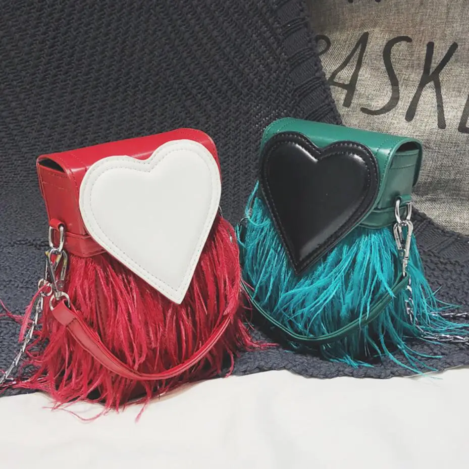 

Elegant Female Mini Tote bag 2019 Winter New High Quality Leather Women's Designer Handbag Feather Chain Shoulder Messenger Bag