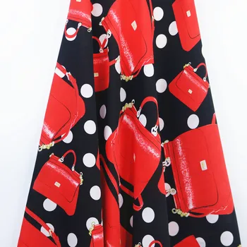 

148cm New Woven Bag Diamond ma Polyester Printed Cloth Spring Summer Women 's Fabric For Dress Shirt DIY dress Red