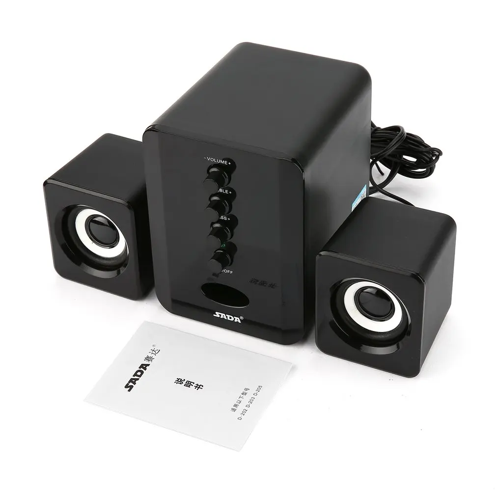 Проводные комбинированные колонки SADA D 202 USB компьютерные бас стерео музыкальный
