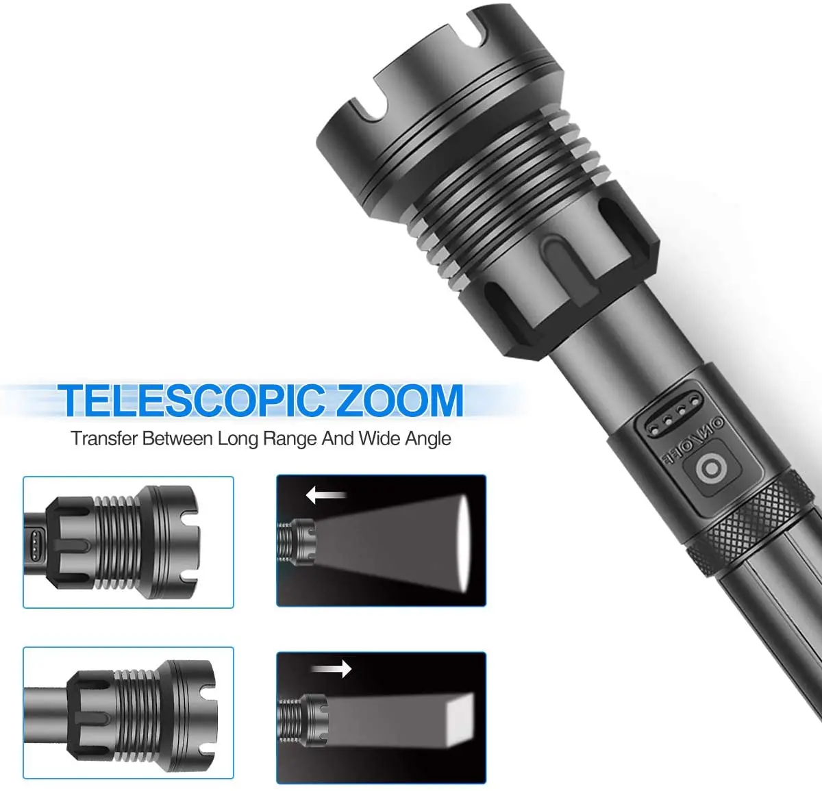 Rechargeable Flashlight 90000 Lumens Led Flashlight Upgraded P70 7 Modes Lighting Zoomable for Outdoor Emergency
