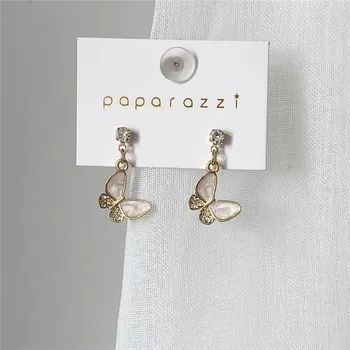 

Fairy White Butterfly Clip Earrings Without Piercing Shiny Cute Rhinestone Earrings