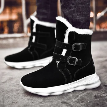 

Popular Leather Men Snow Boots Winter Hight Top Men Casual Shoes Plush Fur Thick Ankle Men Boots Warm Cottom Outdoor Men Boots