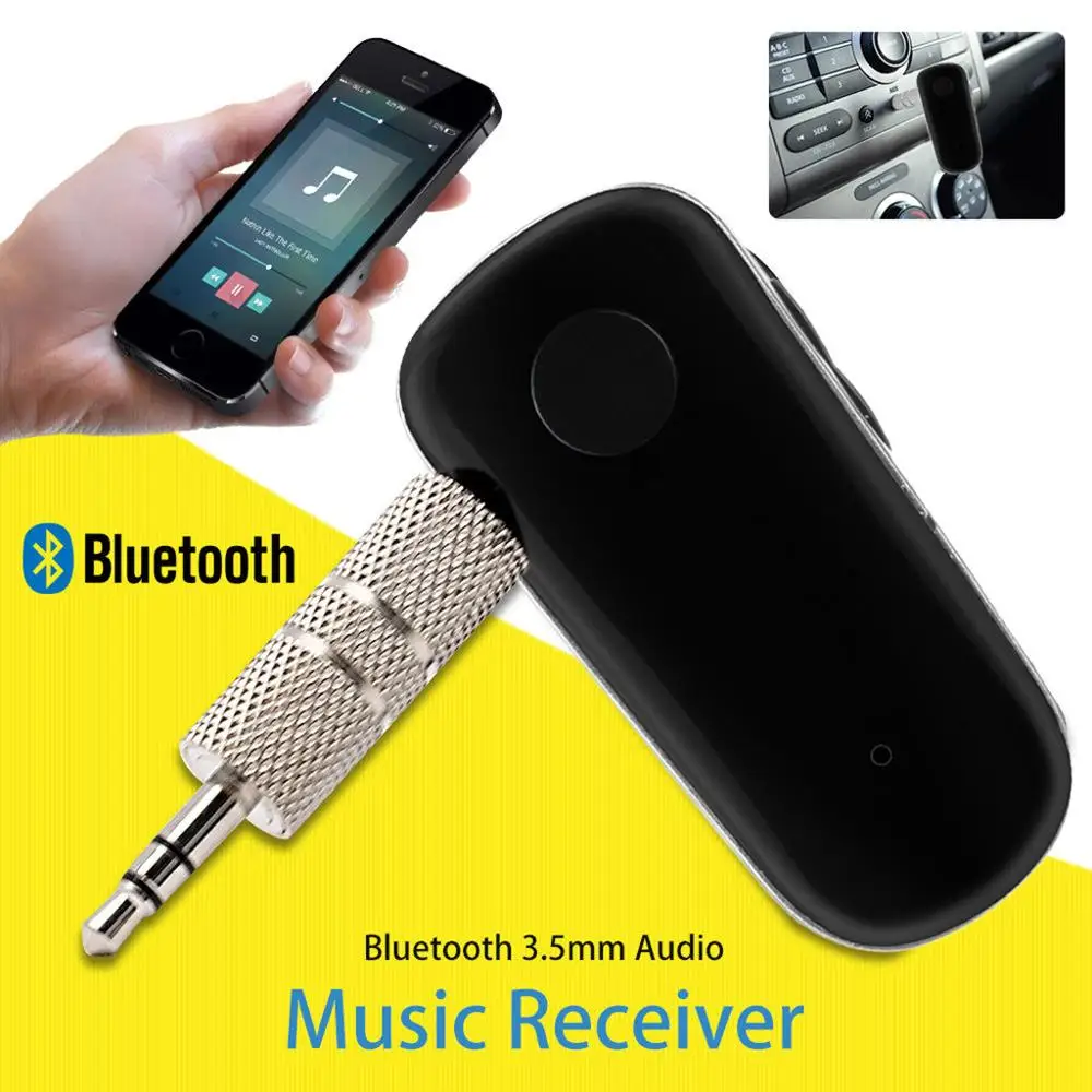 

Mini Wireless Bluetooth Car Kit Handsfree Calling 3.5mm Jack AUX Audio Receiver Adapter Audio Music For Car Speaker #727