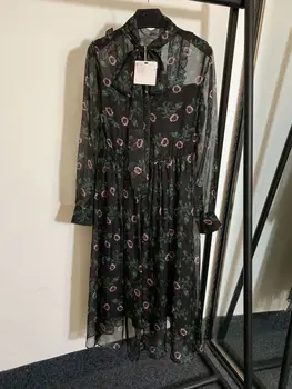 

2020 Early Spring New Model Elegant Sexy Two Pieces Flower Printed Lace Ling Dress Free Shipping Worldwide