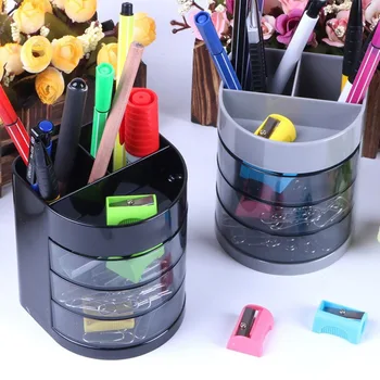

Multifunction Pen Pencil Holder Three Layer Desktop Drawer Organizer Staionery Escolar Papelaria