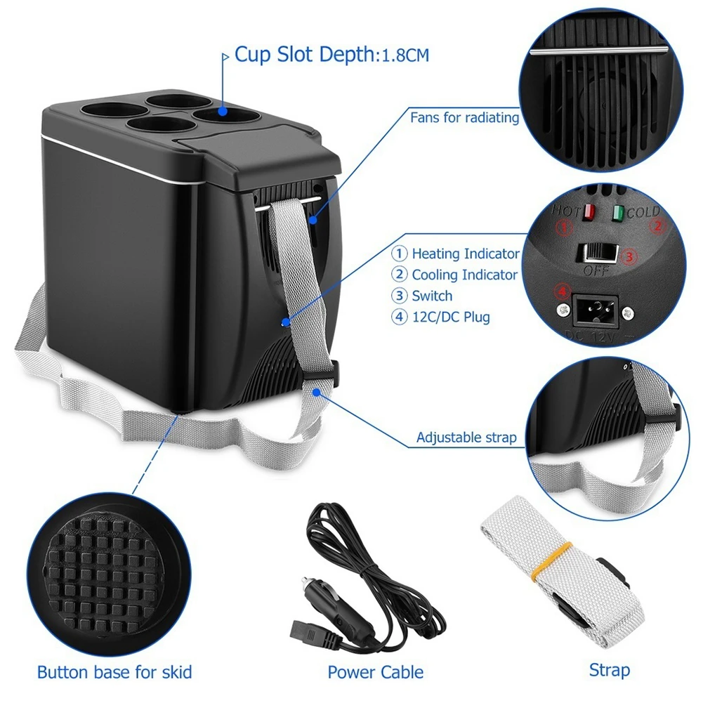 12V Car Refrigerator Freezer Heater 6L Mini Car Freezer Cooler Warmer Electric Fridge Portable Icebox Travel Refrigerator best camping fridge