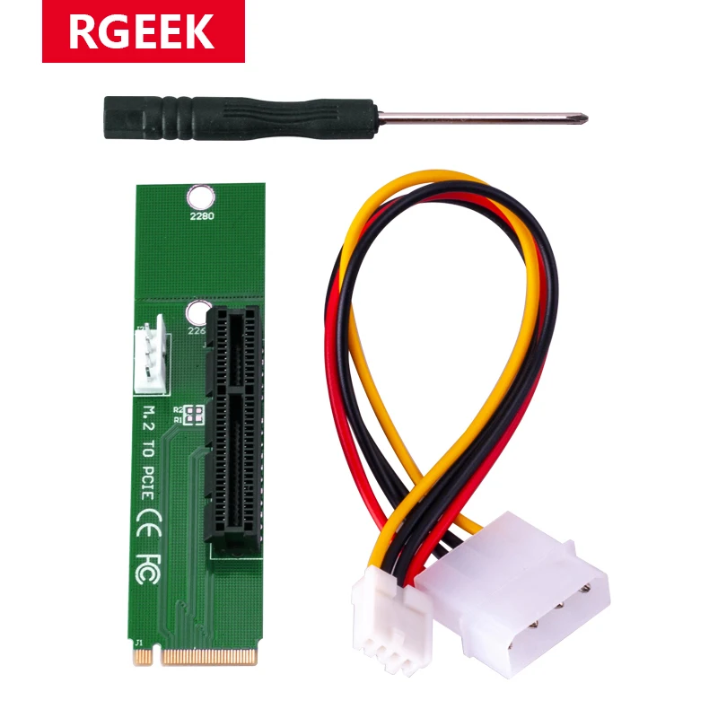 M.2 NGFF SSD Male-PCI-e Express 4X Female 컨버터 어댑터 m2 라이저 카드 (4 핀 몰 렉스 전원 공급 장치 케이블 포함)